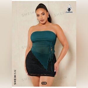 Asymmetrical Mesh Tube Top with Adjustable Tie